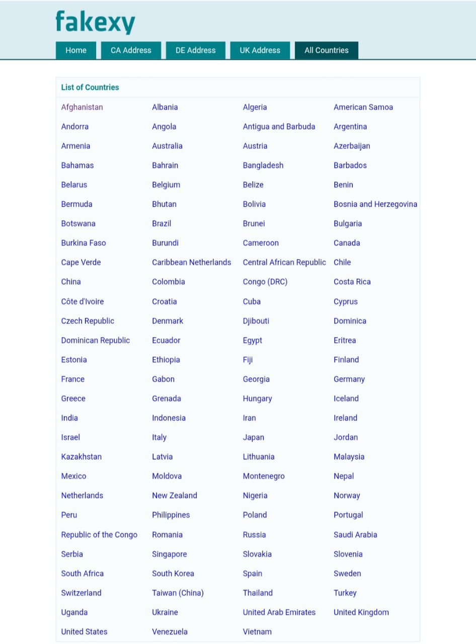 fakexy.com countries list